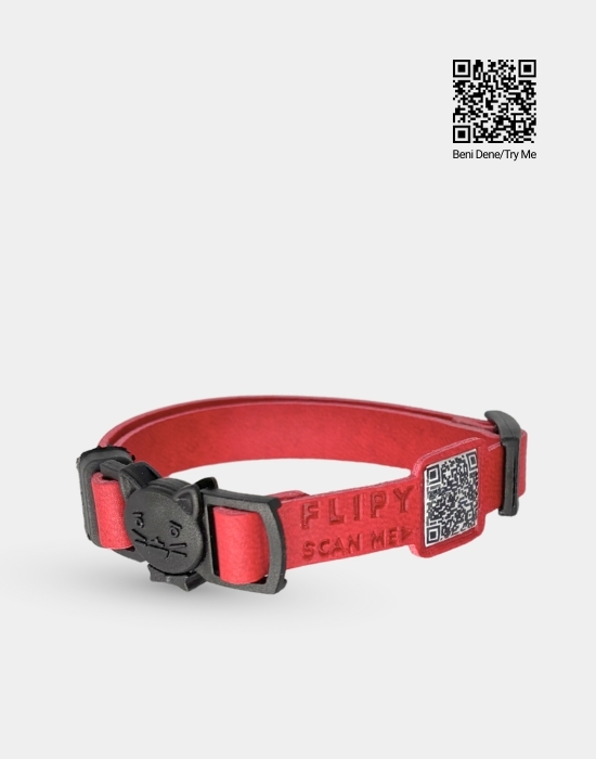 QR Kodlu Kedi Tasması (Safety Click) Kırmızı