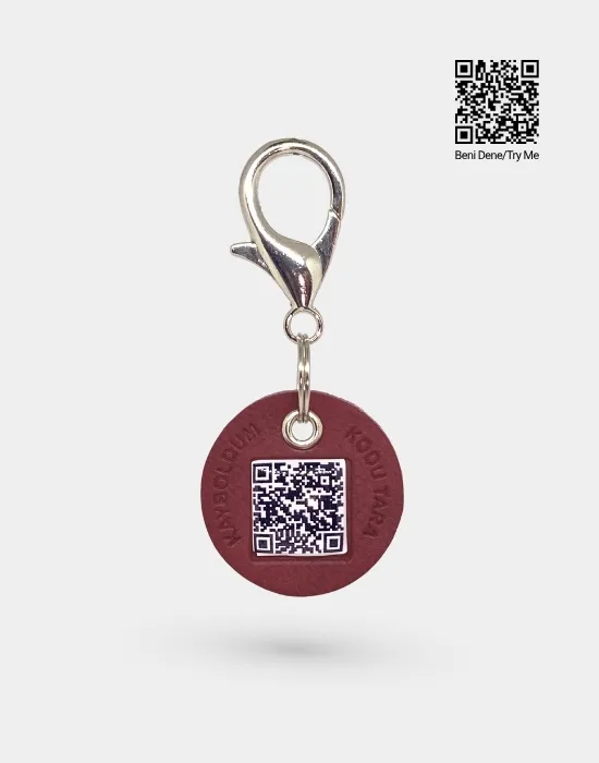 QR Kodlu Kedi ve Köpek Künyesi Bordo