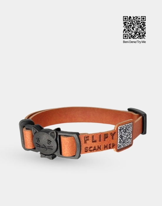 QR Kodlu Kedi Tasması (Safety Click) Hardal