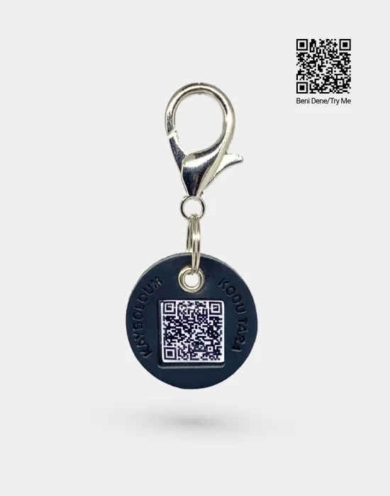 QR Kodlu Kedi ve Köpek Künyesi Siyah